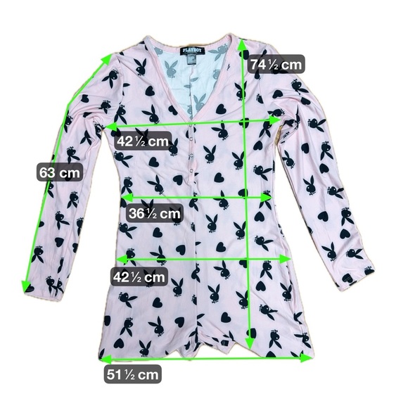 PLAYBOY Pajamas Light Pink Onesie with Black Bunny Print | Loungewear Button Up - Picture 9 of 9